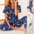 2020 Best selling monsoon women shorts two piece pants sets causal luxury cartoon cute printed summer sleepwear pajamas